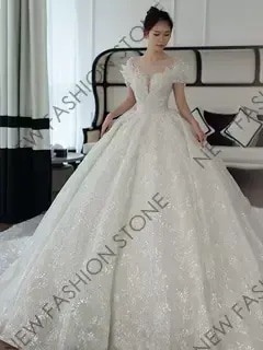 ワンショルダーウェディングドレス2024新作フレンチウェディングドレス-56