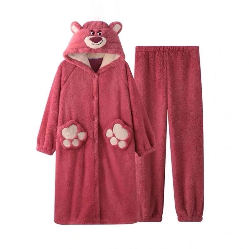 大人気！ 着ぐるみ パジャマ もこもこ パジャマLotso disney 厚い モコモコ ルームウェア レディース ガウン ワンピースパジャマ 着ぐるみ 春かわいい 部屋着 ペアルック カップル キ