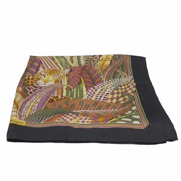 フェラガモ 大判 ヒョウ ボタニカル柄 ブランド小物 スカーフ レディース 【中古】