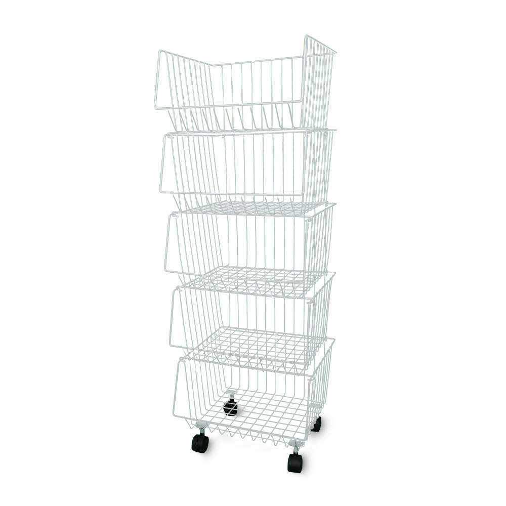 スタッキング バスケット 5段 ホワイト キャスター付き ラック 収納 キッチンラック キッチンワゴン ランドリーラック ランドリーワゴン 新生活 押入れ収納 衣類収納 カゴ 洗面所 台所 5,793円