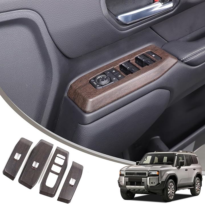 トヨタ ランドクルーザー250 ランクル250 専用 ドアスイッチフレーム カバー スイッチパネル ABS製 貼付タイプ 取り付け簡単 内装パーツ カスタム (オークウッド)