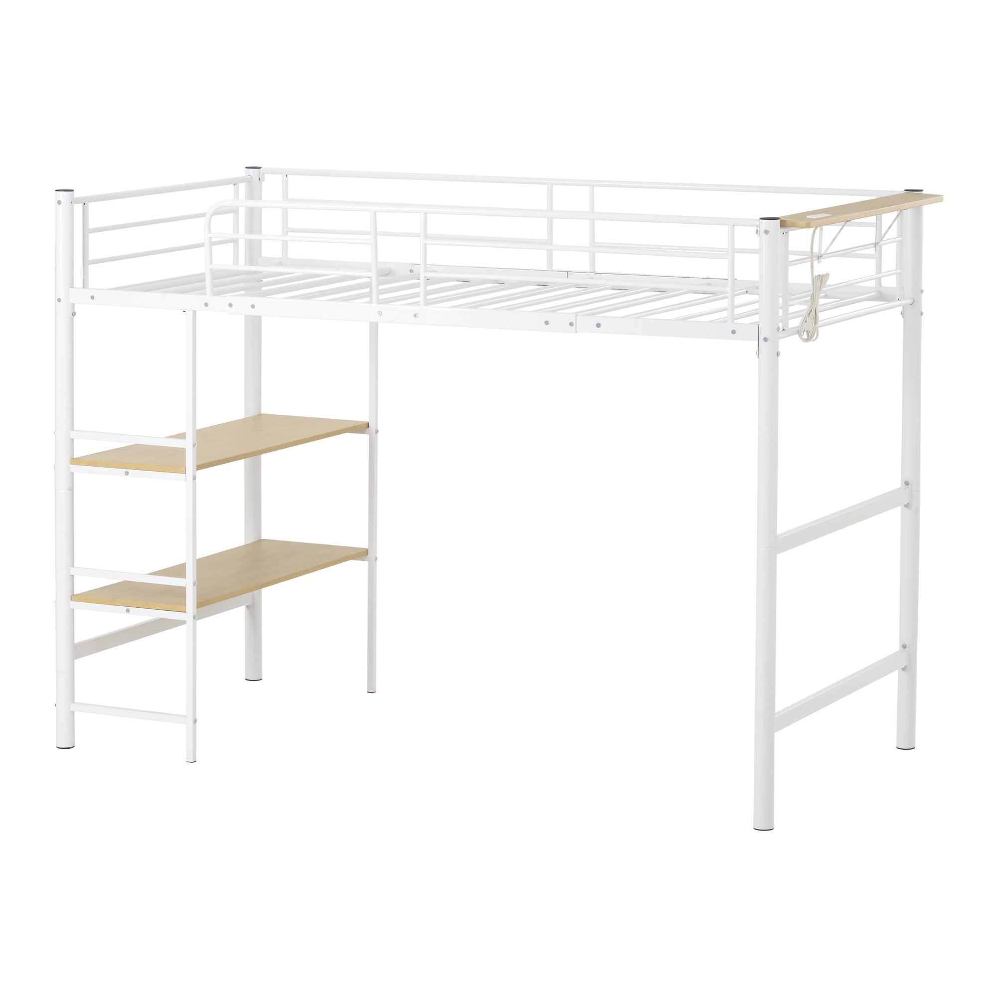 【即日発送】高さ130cm パイプベッド ロフトベッド ロータイプ シングル 収納 スチール 耐震 ベッド シングル パイプベッド パイプ 収納付き ラック付き【デスクなし】