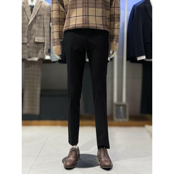 MARIO ごく少量入荷 ブラック ウールライク デイリースパン スラックスパンツ 2244PL420450_P404013859