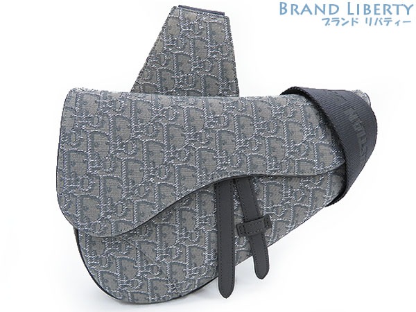 未使用クリスチャンディオールSADDLEサドルバッグオブリークジャカードクロスボディバッグバムバッググレー1ADPO093DOS_H30Q