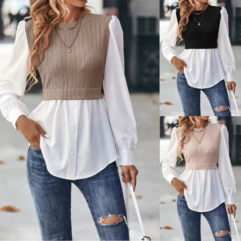 2025 Europe and America Amazon Cross-border Women s New Round Neck Wave Strip Stitching Fashion Top