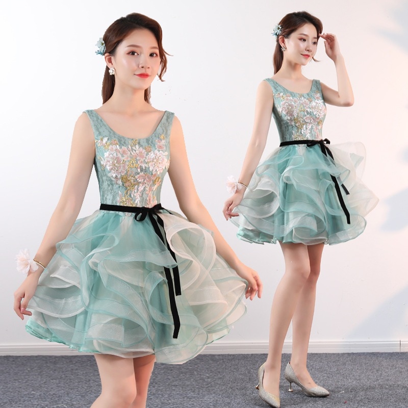 カラーヤーン2024ドレスドレスパフォーマンスドレス披露宴パーティースモールドレスブライズメイドドレスプチ