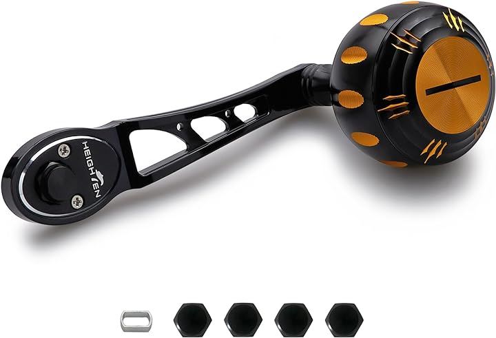 80/90mm リール ハンドル 45mm ハンドルノブ シマノ SHIMANO ダイワ DAIWA アブ Abu ベイトリール 通用( ブラック＆濃ゴールド, 80/90mm可変)