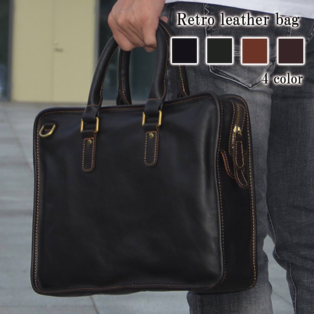 ビジネスバッグ メンズ レトロレザーバッグ 通学 トートバッグ 冬 ショルダーバッグ 革 ノートPC ブランド 大容量 黒 A4 40代 安い パソコン 本革 ビジネス 春 30代 秋 ハイ バッグ