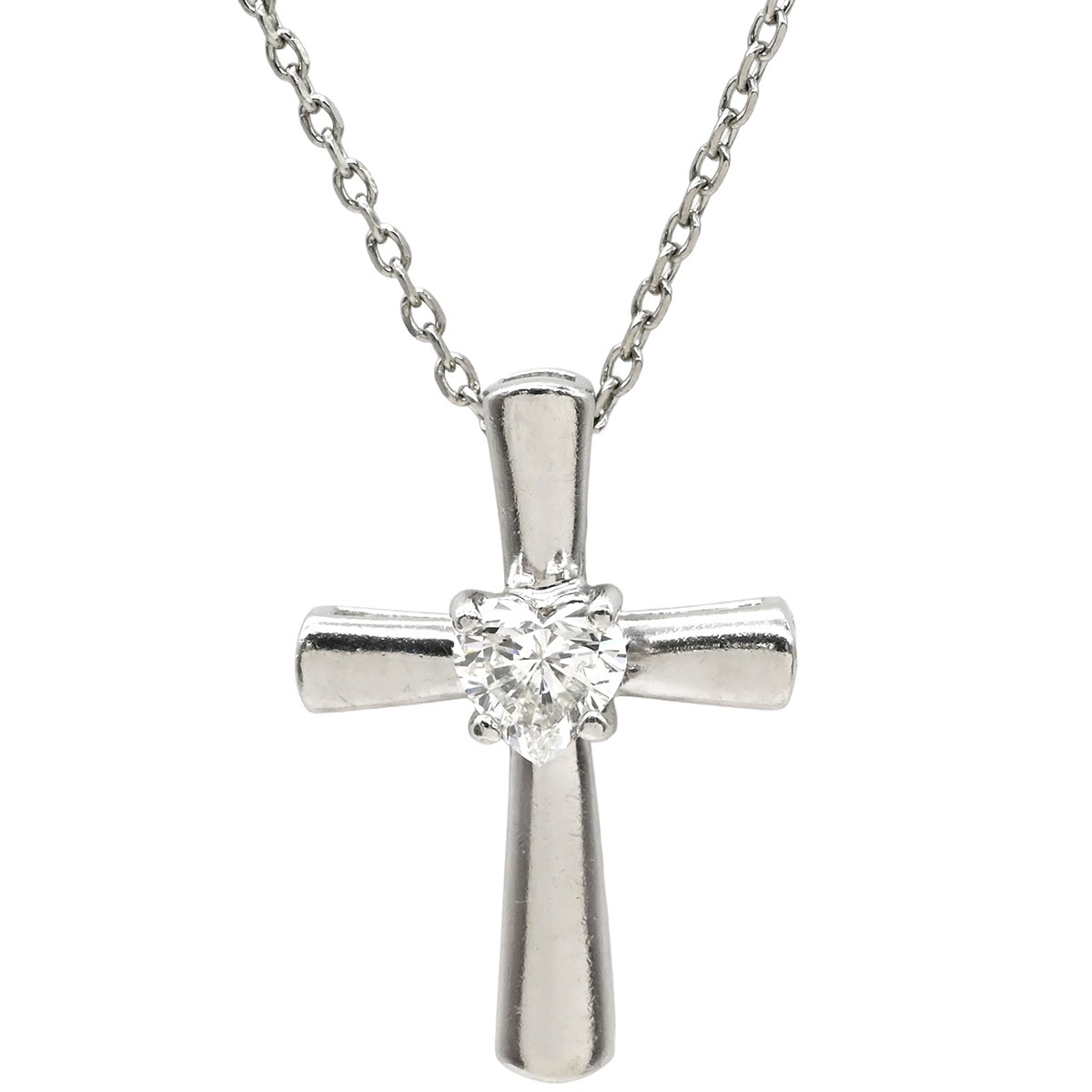スタージュエリー ネックレス ダイヤ クロスネックレス プラチナシルバー プラチナ ハートシェイプ 0.15ct 1XN0415【中古】