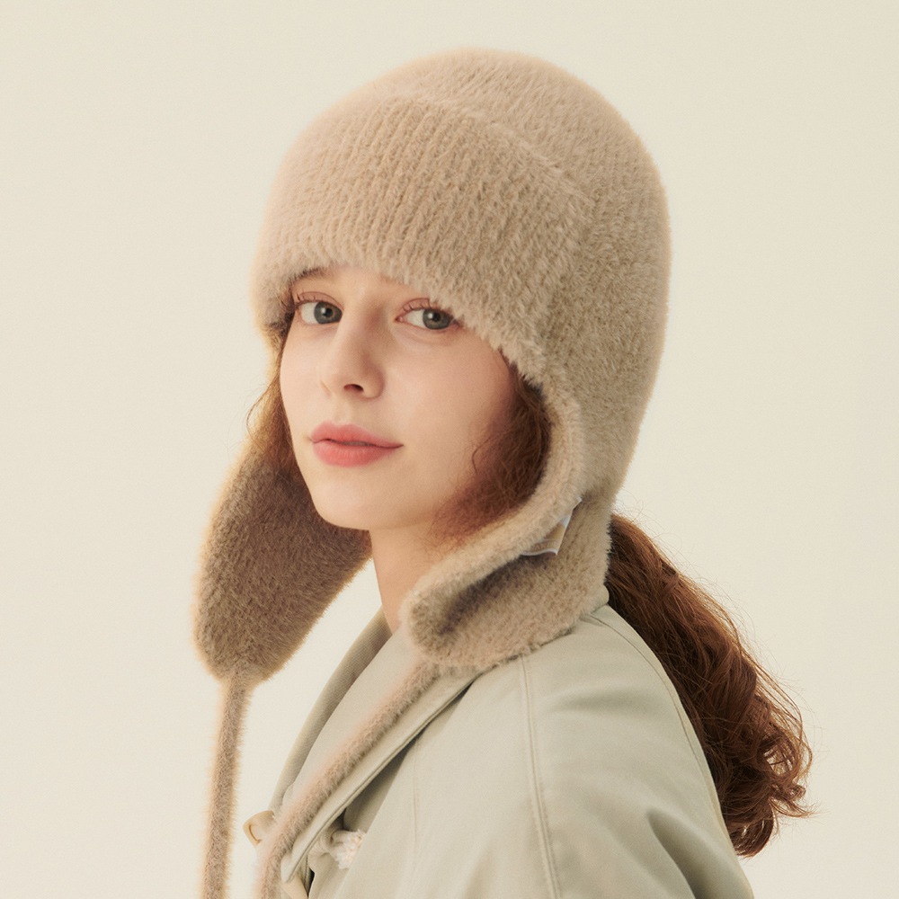 KNIT TROOPER HAT - BEIGE