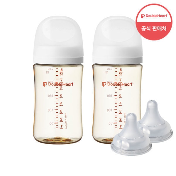ダブルハート第3世代240ml ツインパック(哺乳瓶2個/おしゃぶり)+おしゃぶり2個