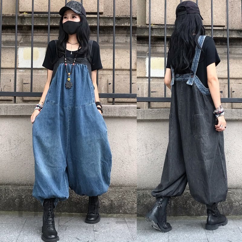新入庫 オーバーオール サロペット デニム レディース ワイトパンツ ロングパンツ サルエルパンツ ゆったり