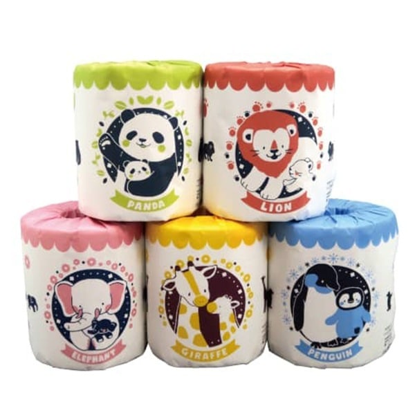 トイレットペーパー 可愛いアニマルシリーズ 5種類アソート ダブル30m 個包装 100個