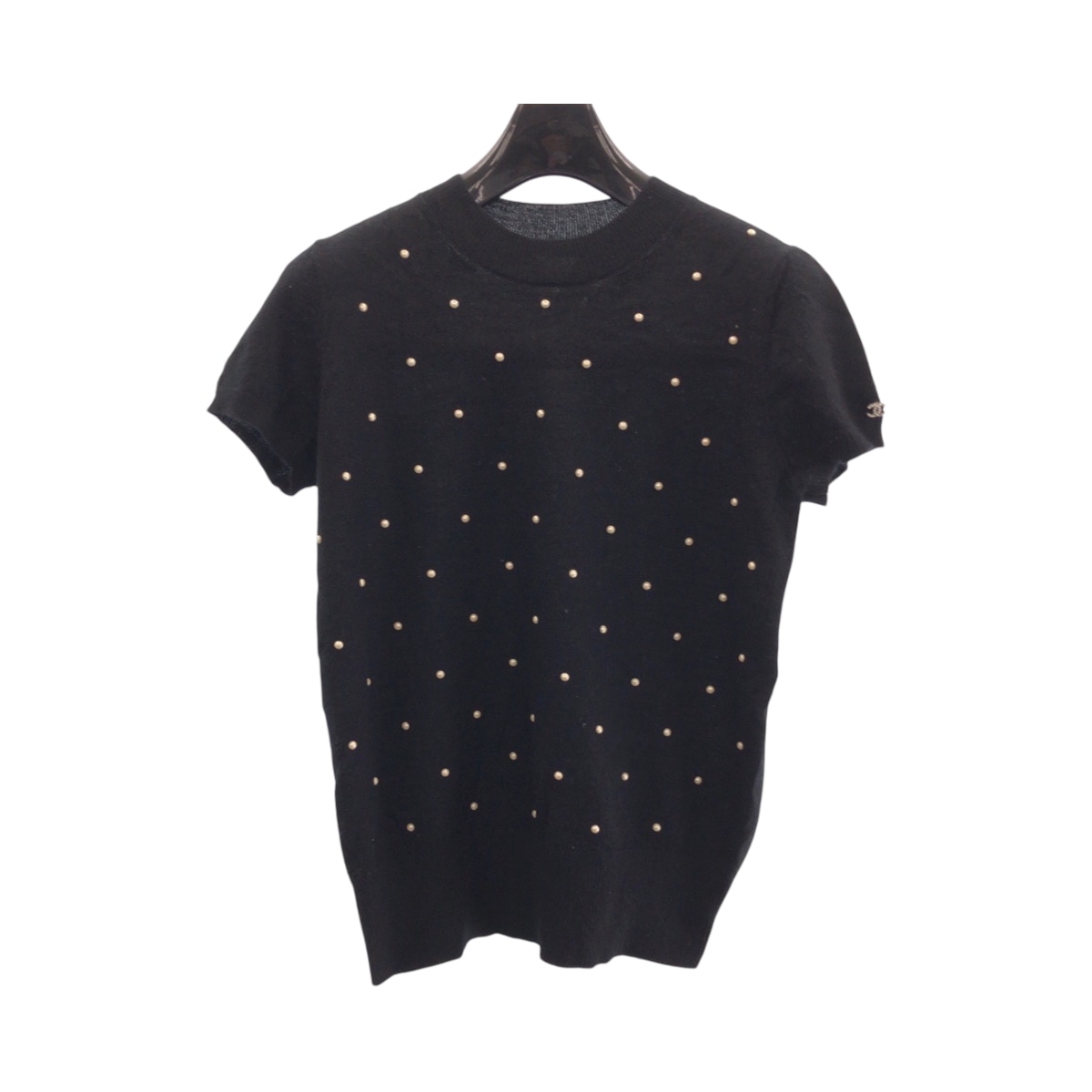 美品 ココマーク パール サイズ38 ブラック 黒 シルバー金具 カシミヤ P50076K06342 半袖ニット カットソー 半袖Ｔシャツ レディース 501282 43,485円
