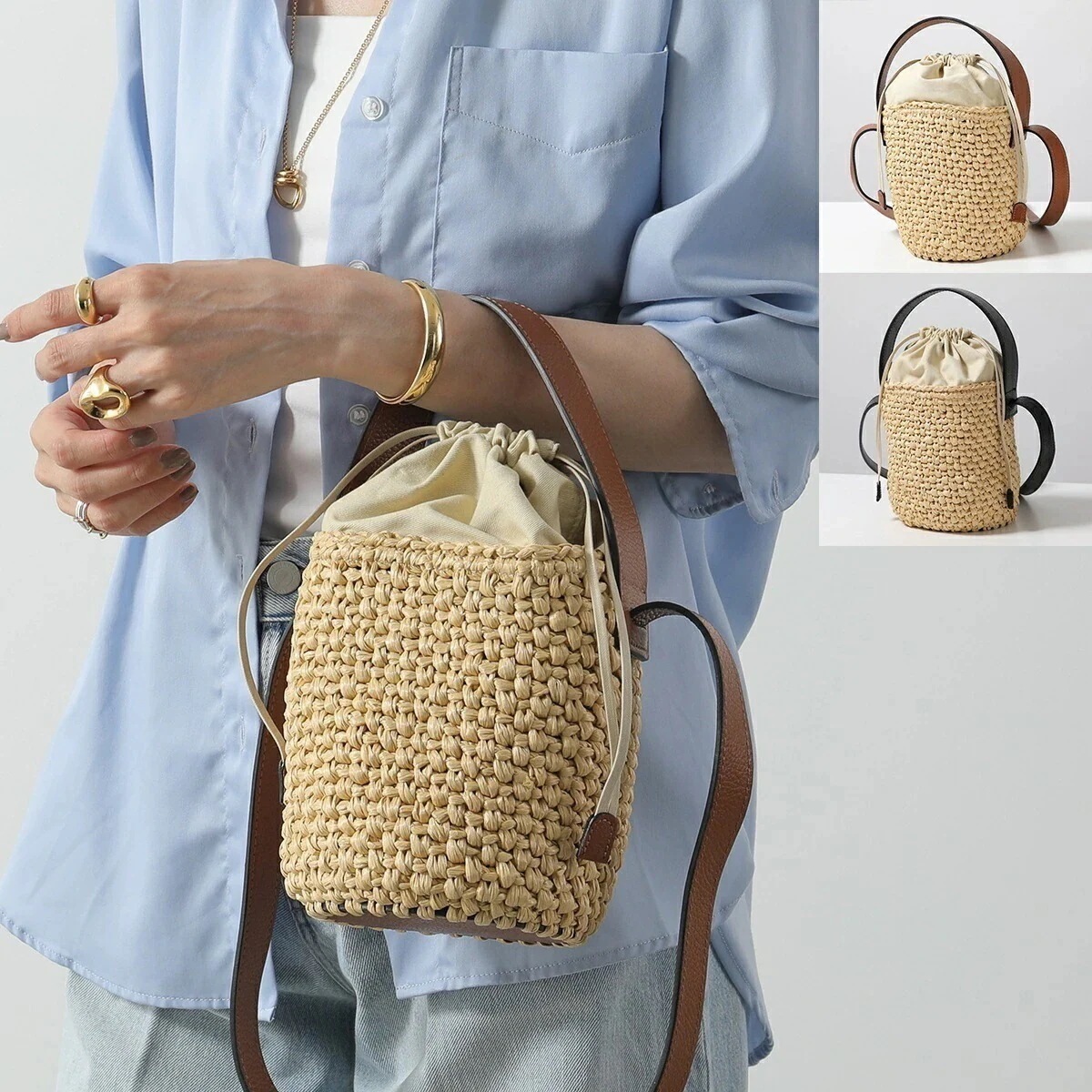 ROBERTO PANCANI ロベルトパンカーニ かごバッグ 5000 レディース レザー×ラフィア ハンドバッグ バケットバッグ 鞄 カラー2色