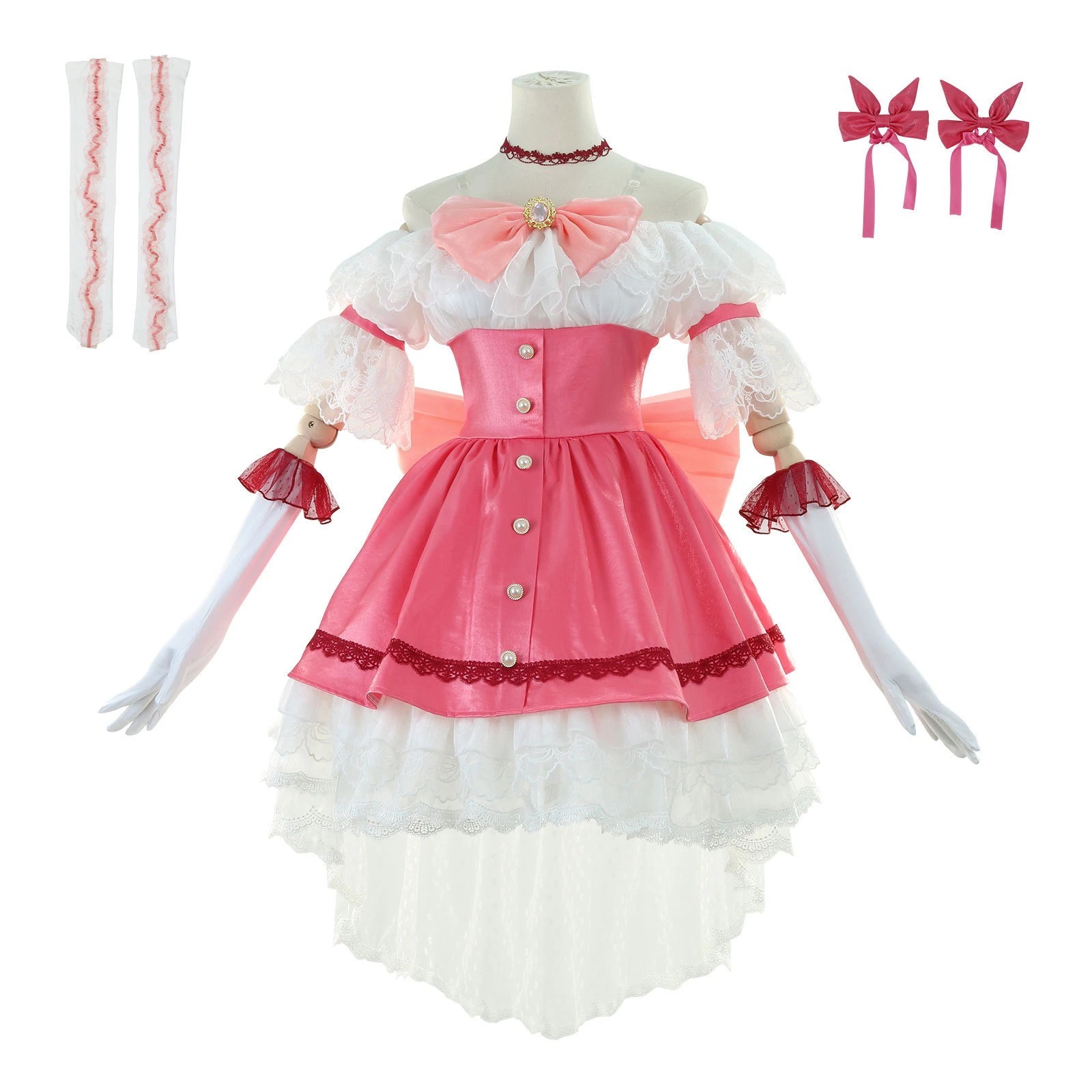 魔法少女まどかcos服魔女夜回天cos服鹿目円ピンクドレスコスプレ服