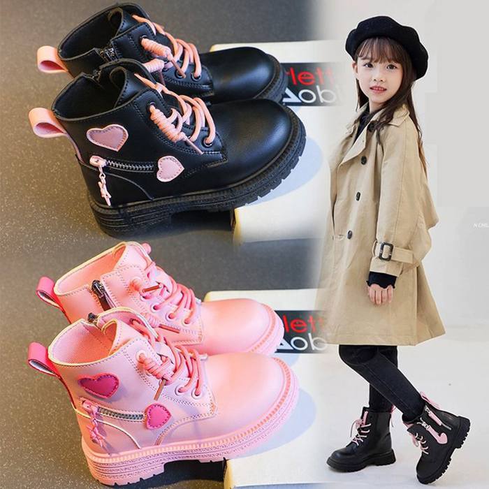靴 子供靴 ショートブーツ 女の子 ブーツ 子供 シューズ こども キッズ ジュニア 防寒 裏ボア 裏起毛 編み上げ レースアップ 可愛い おしゃれ ファッション ハート カジュアル 履きやすい 柔ら