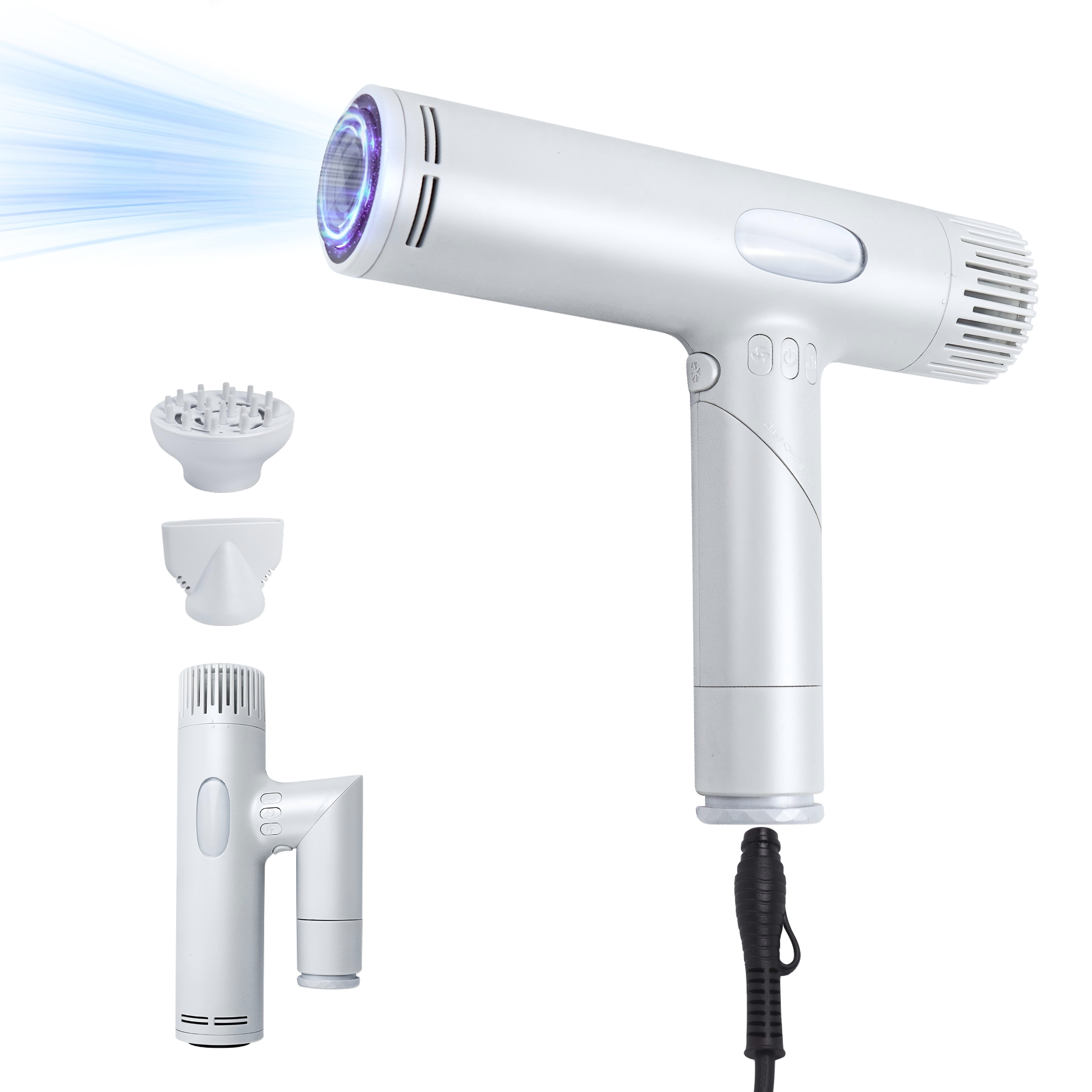 ヘアドライヤー 速乾 マイナスイオン ドライヤー 大風量 軽い 1200w コンパクト 旅行 折りたたみ 液晶ディスプレイ 温度&風量調整 冷熱風切替 時短 2種類ノズル 収納ポーチ PSE認証