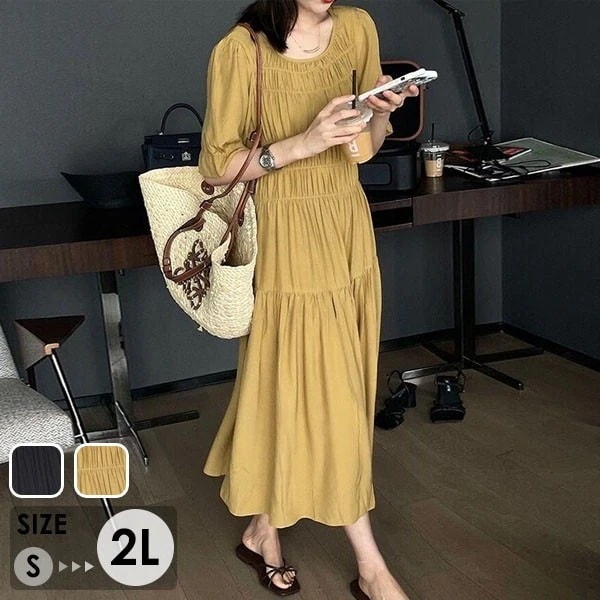 リゾートワンピ 大人可愛い 夏ワンピース リゾートワンピース レディース ゆったり リゾート ワンピース サマー 無地 小柄 半袖 オシャレ ロング丈 ロングワンピ 春 夏 オフコーデ パーティー ハ 6,006円