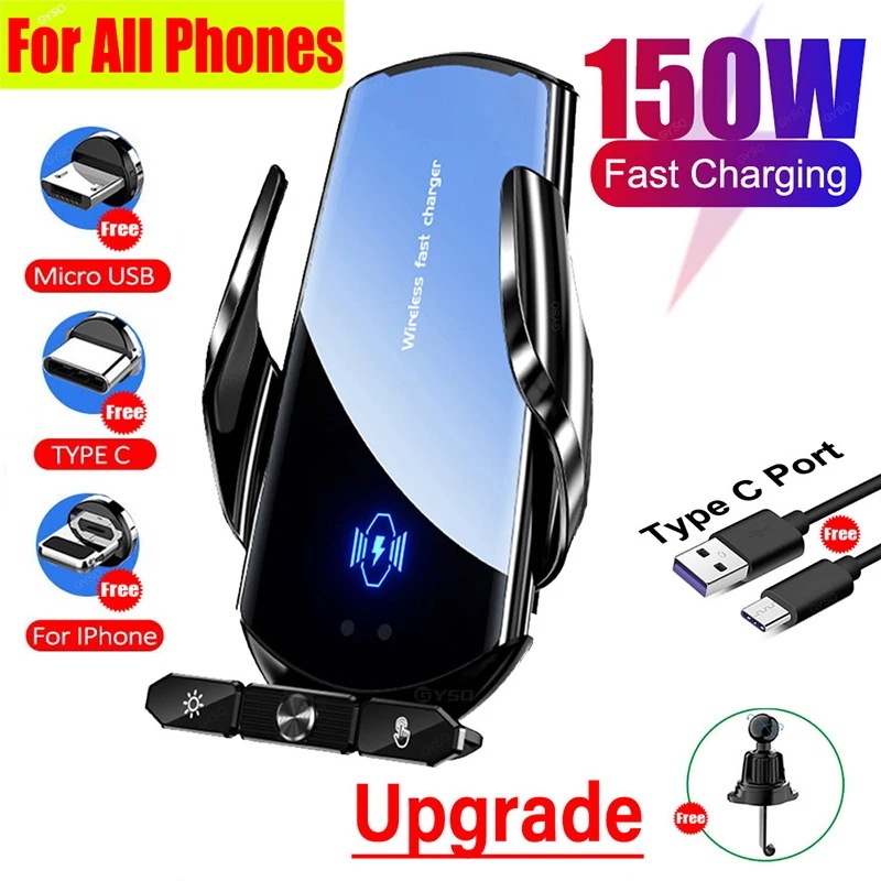 携帯電話用重力ホルダー,ワイヤレス充電器,クリップオンマウント,iPhone 14, 13, 12 x,Samsung, Xiaomi用の携帯電話ホルダー