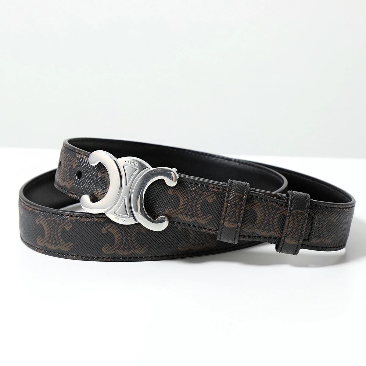 CELINE セリーヌ ベルト 45AKA2ACO.38SI メンズ ミディアム トリオンフ レザー Black