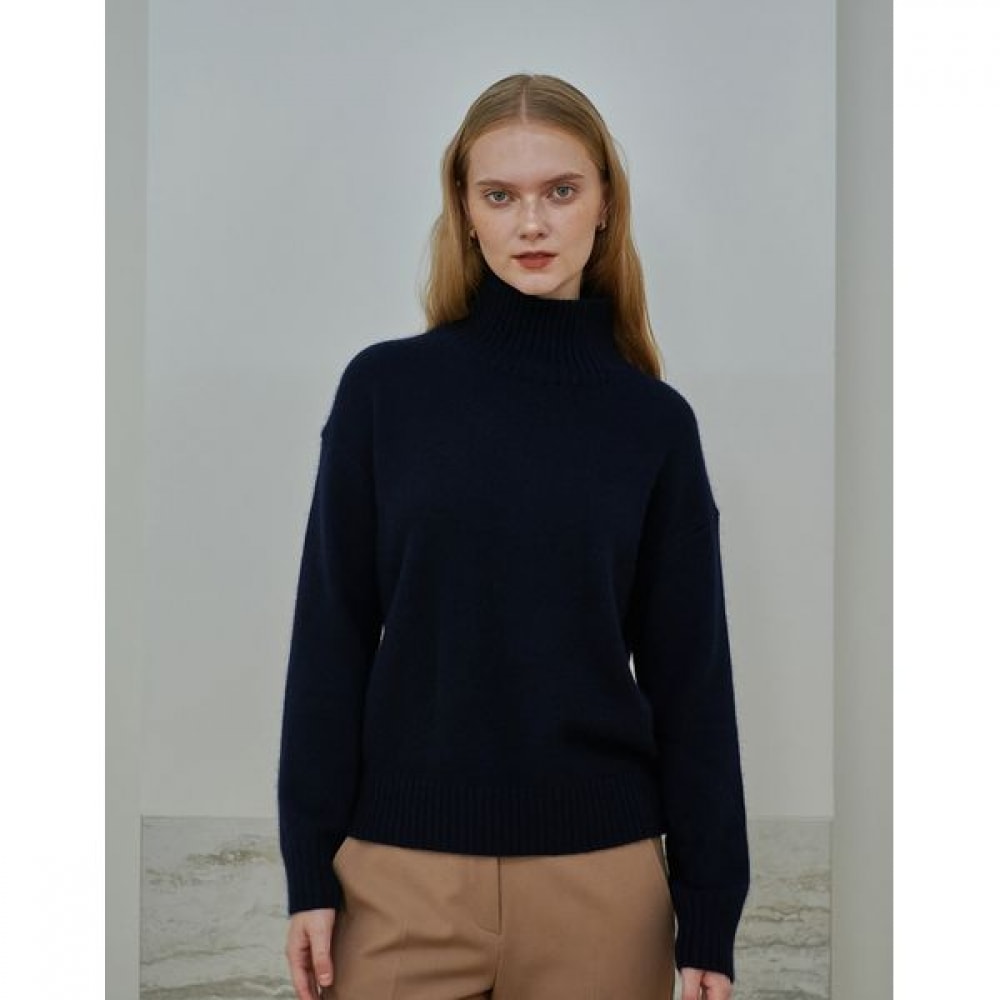 [ヘッジズレディース] 24FW ラクーンブレンドタートルネックニットプルオーバーネイビー HSSW4DP83N2