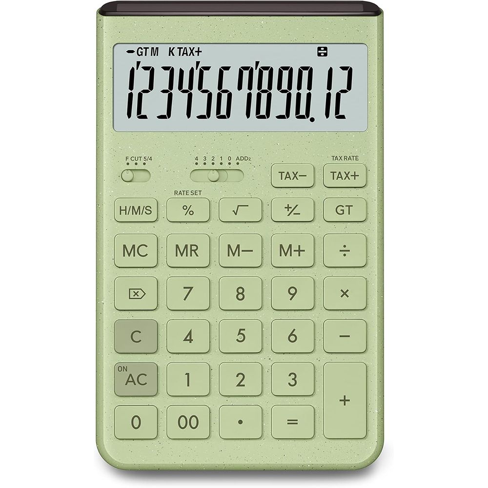 （まとめ買い）Comfy デザイン電卓 ジャストタイプ 12桁 グレイッシュグリーン JT-200T-GN-N [x3]