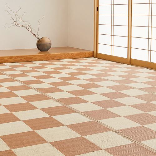 【メーカー直送品】萩原 抗菌加工 洗えるい草風カーペット 倉間 江戸間4.5帖 BE ベージュ