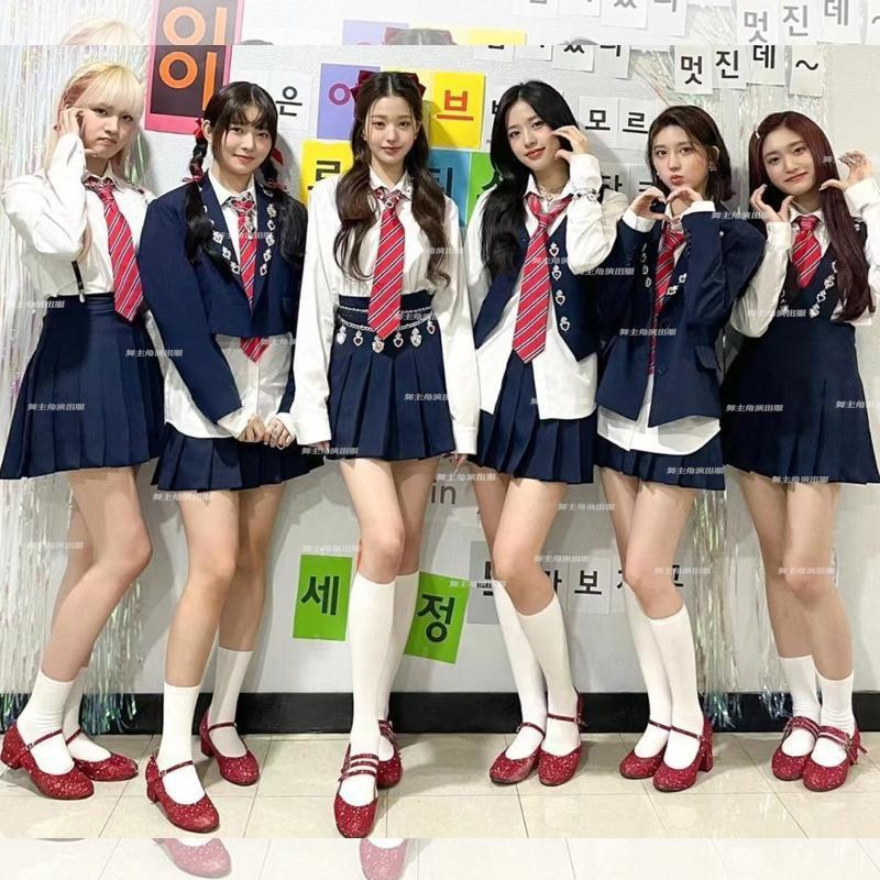 韓国ガールズグループ IVE 同風パフォーマンス衣装 女子大生スタイル歌唱衣装 2023 新作ジャズステージ衣装