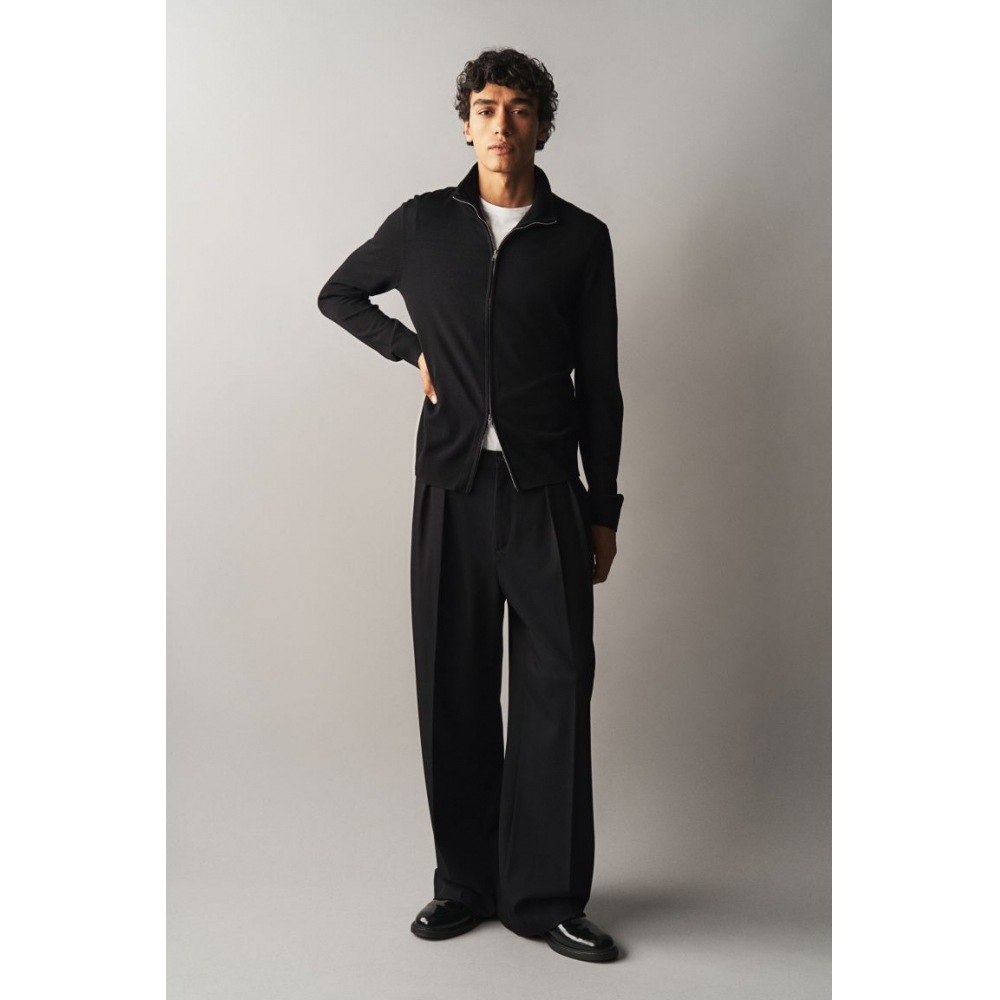 H&M スリムフィットメリノウールジップアップカーディガンブラック 9,977円