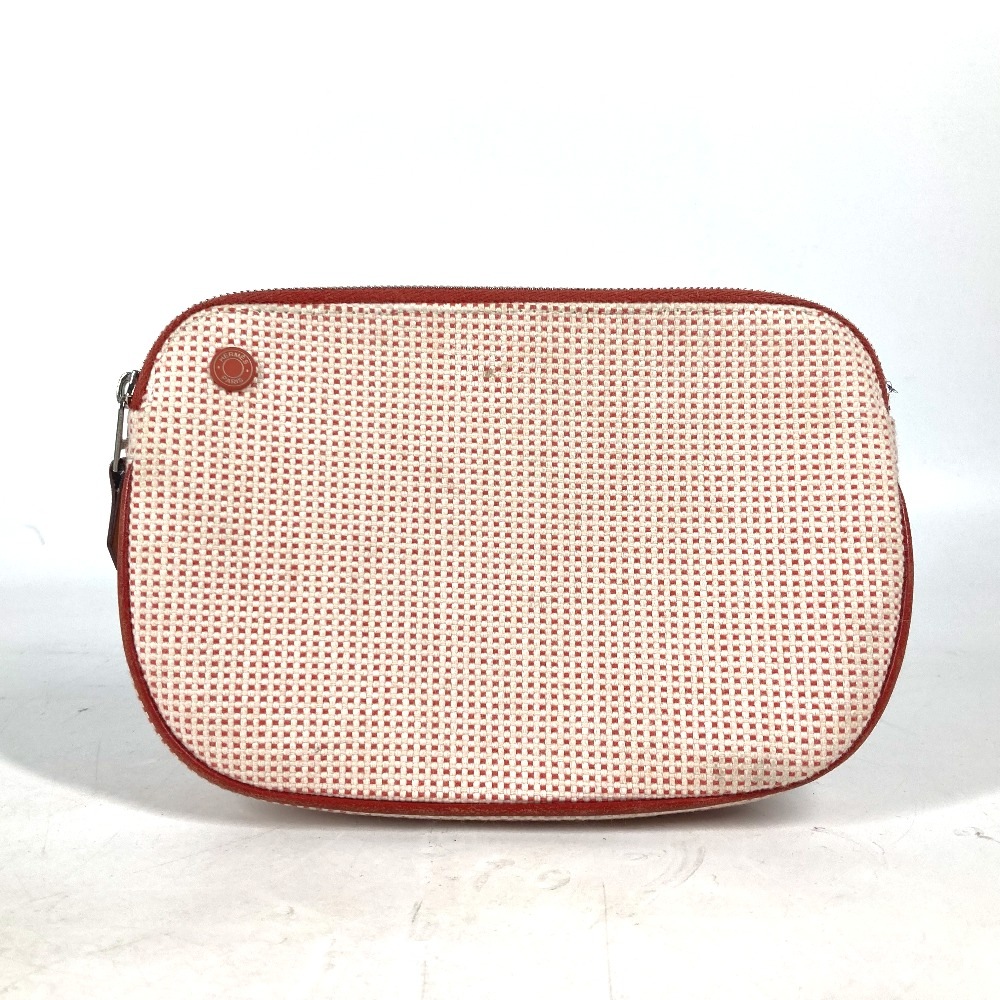 ポーチ ポーチ エシャペ メイクポーチ 化粧ポーチ マルチポーチ コットン ヴァーミリオン オレンジ系