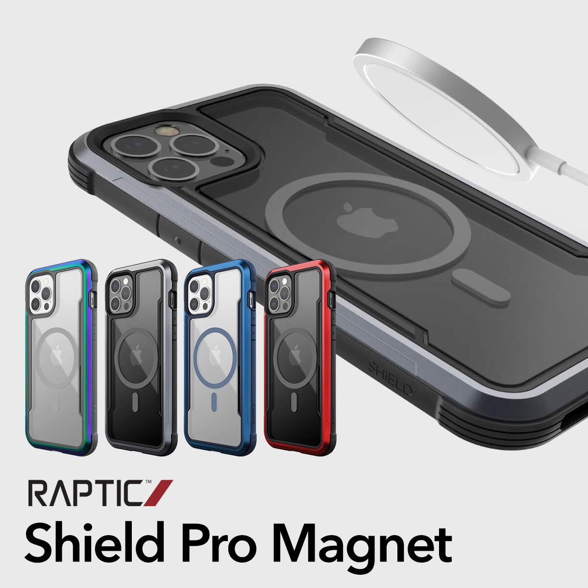 iPhone12Pro iPhone12 対応 ケース クリア MagSafe対応 マグネット リング 内蔵 携帯ケース 米軍 MIL 規格 カバー Shield Pro Magnet RAPTIC