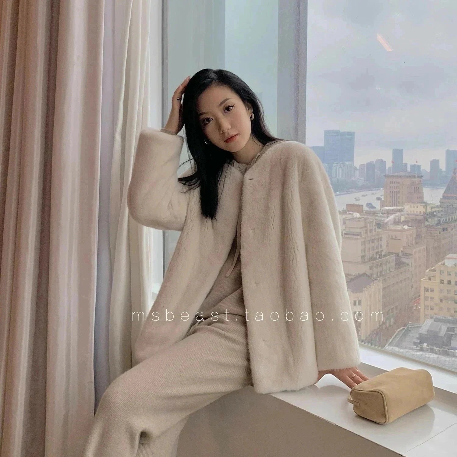 フェイクファー ノーカラーコート ファーコート エコファーコート エレガント コート 暖かい 厚手毛皮 スリム ショー ゆったり トップス アウター もこもこ あったか 韓国 韓国ファッション シンプ