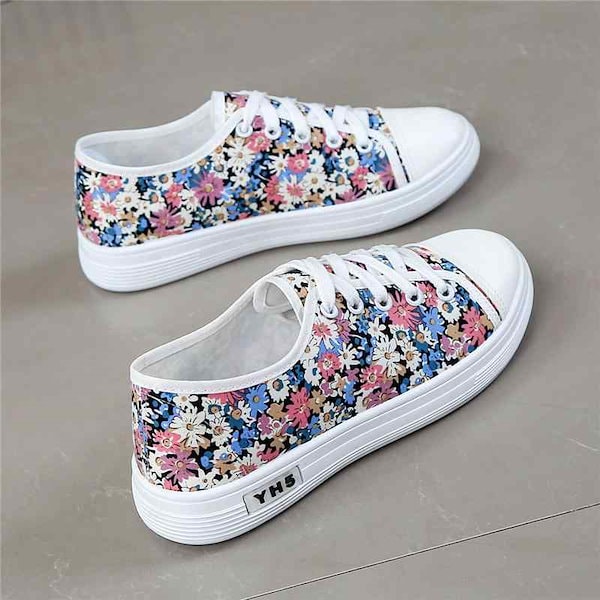 Qoo10] 初回限定スニーカー 花柄 フラワー キャ