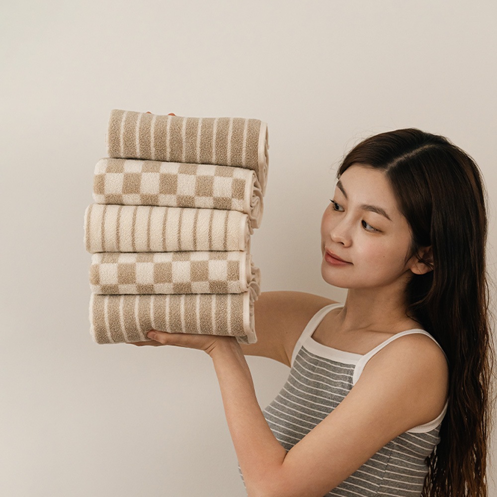 抗菌タオル フェイスタオル 5P MILK TEA