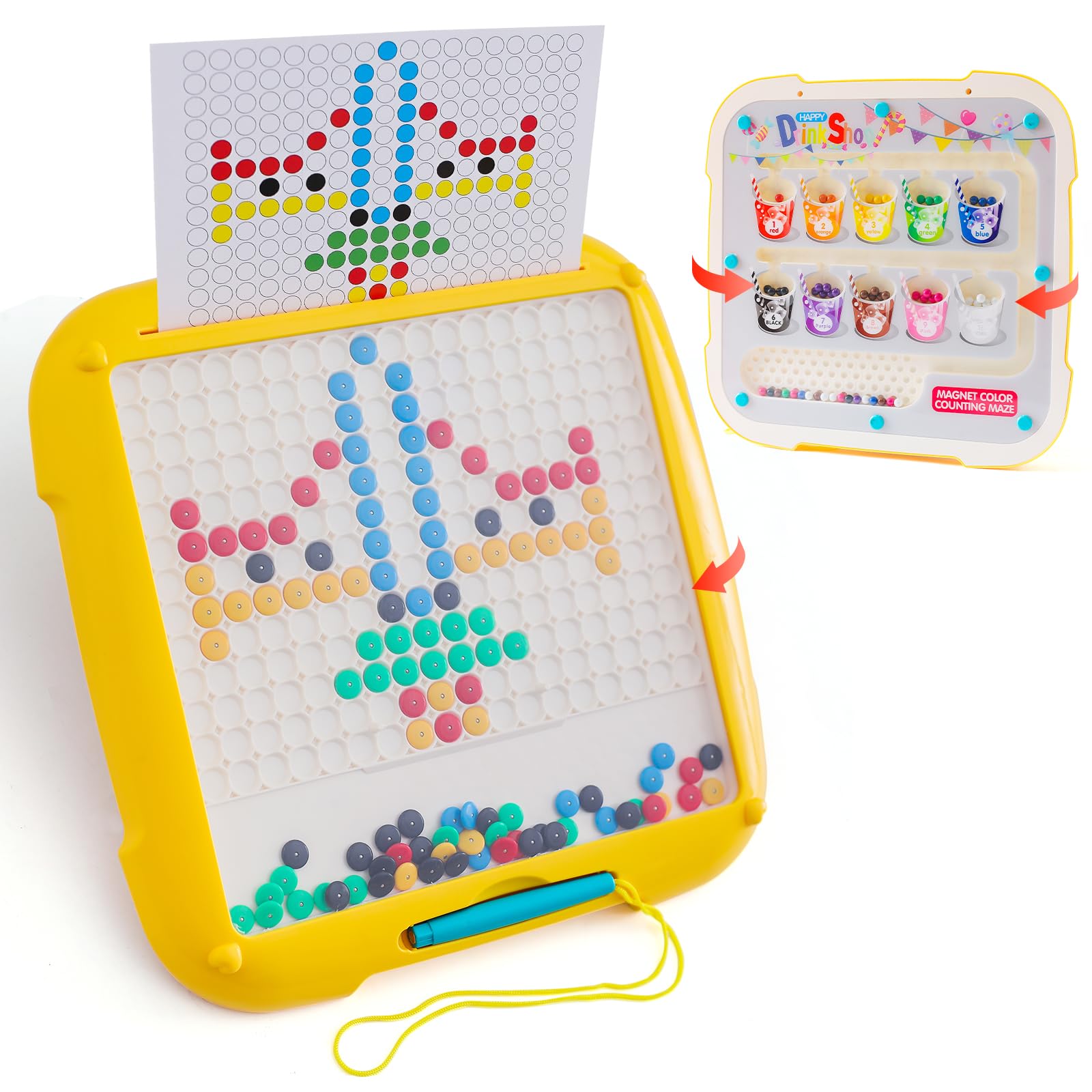 Wooden Teether 知育玩具 モンテッソーリ玩具 お絵かきボード おもちゃ お絵描きボード 集中力のトレーニング おえかきボード 知育おもちゃ 指先訓練 子供 早期開発 3 4 5 6 7 4,783円