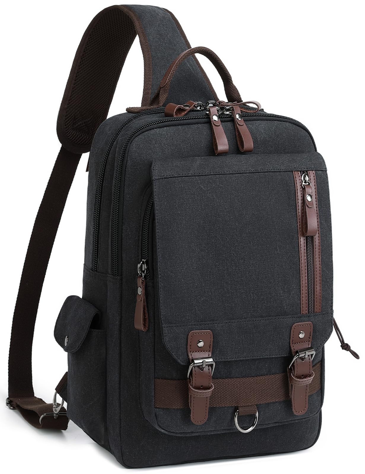 [Mygreen] ボディバッグ ワンショルダーバッグ 斜めがけ 15.6インチPC対応 大容量 帆布 撥水加工 メンズ (黒/XL)