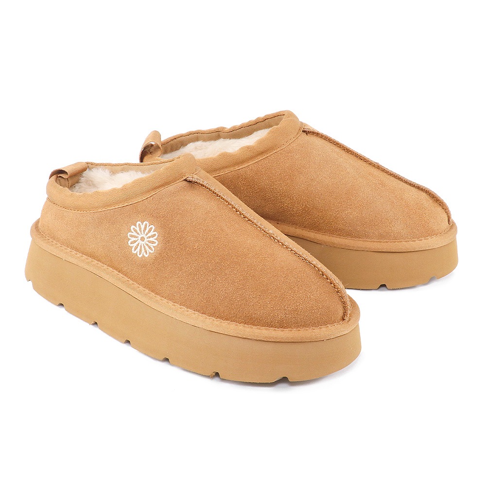 シューズ スリッポン CLASSIQUE MULE CHESTNUT スエード シープスキン ムートン 刺繍 レディース 韓国