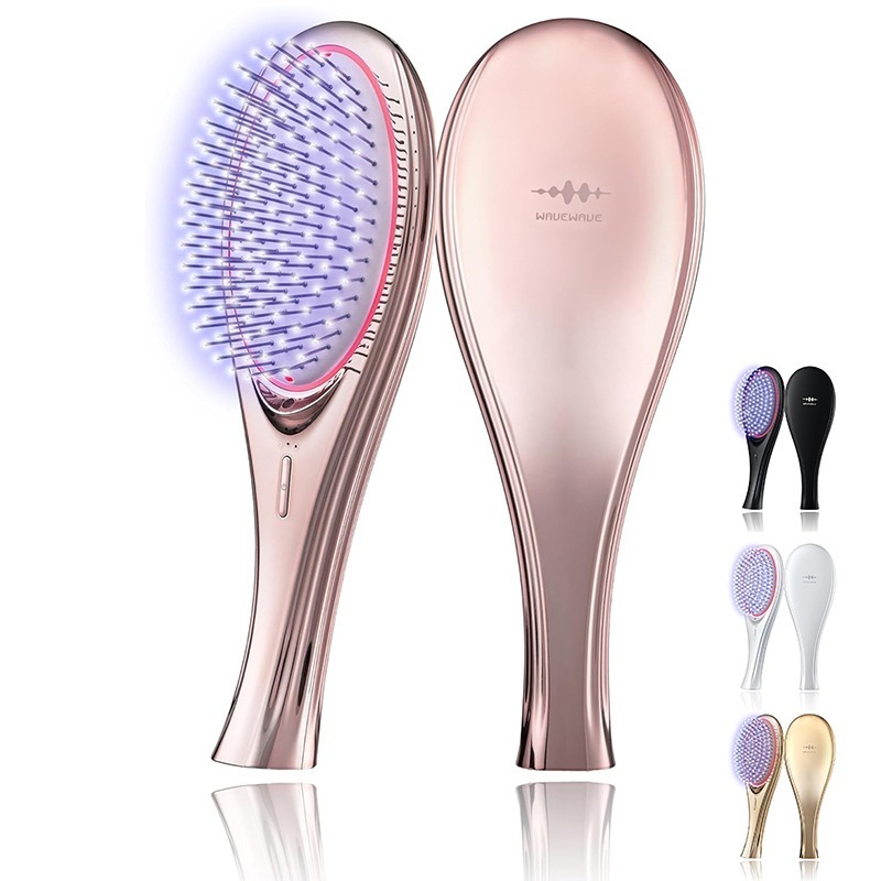 EMSブラシ エア ヘアブラシ くし ヘアケア クッションブラシ マイナスイオンブラシ 静電気防止 頭皮ケア 髪質改善 ツヤ髪 赤色LED機能 持ち運び ヘアブラシ 史上初4機能ヘアブラシ