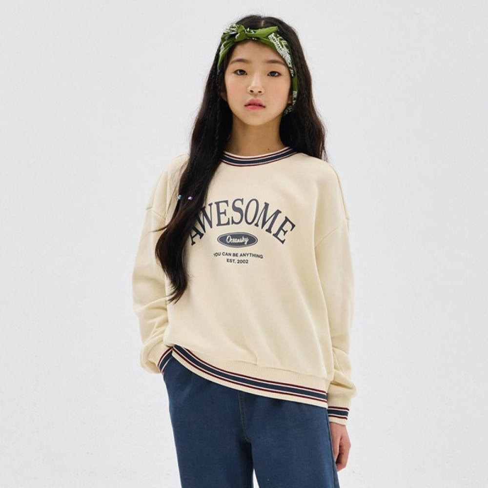 （オーシャンスカイ）女の子用シボリポイント起毛スウェットシャツ-DFJG5172D05