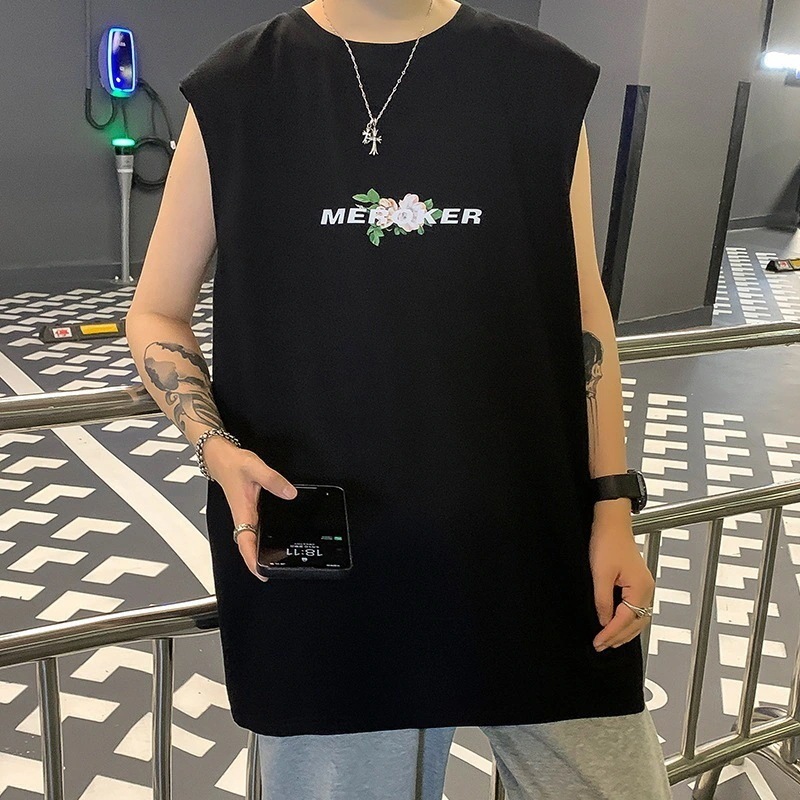 夏用コットン ノースリーブ Tシャツ ベスト メンズ ゆったりチョッキ 半袖 メンズ スポーツ 大きいサイズ シャツ1145124279