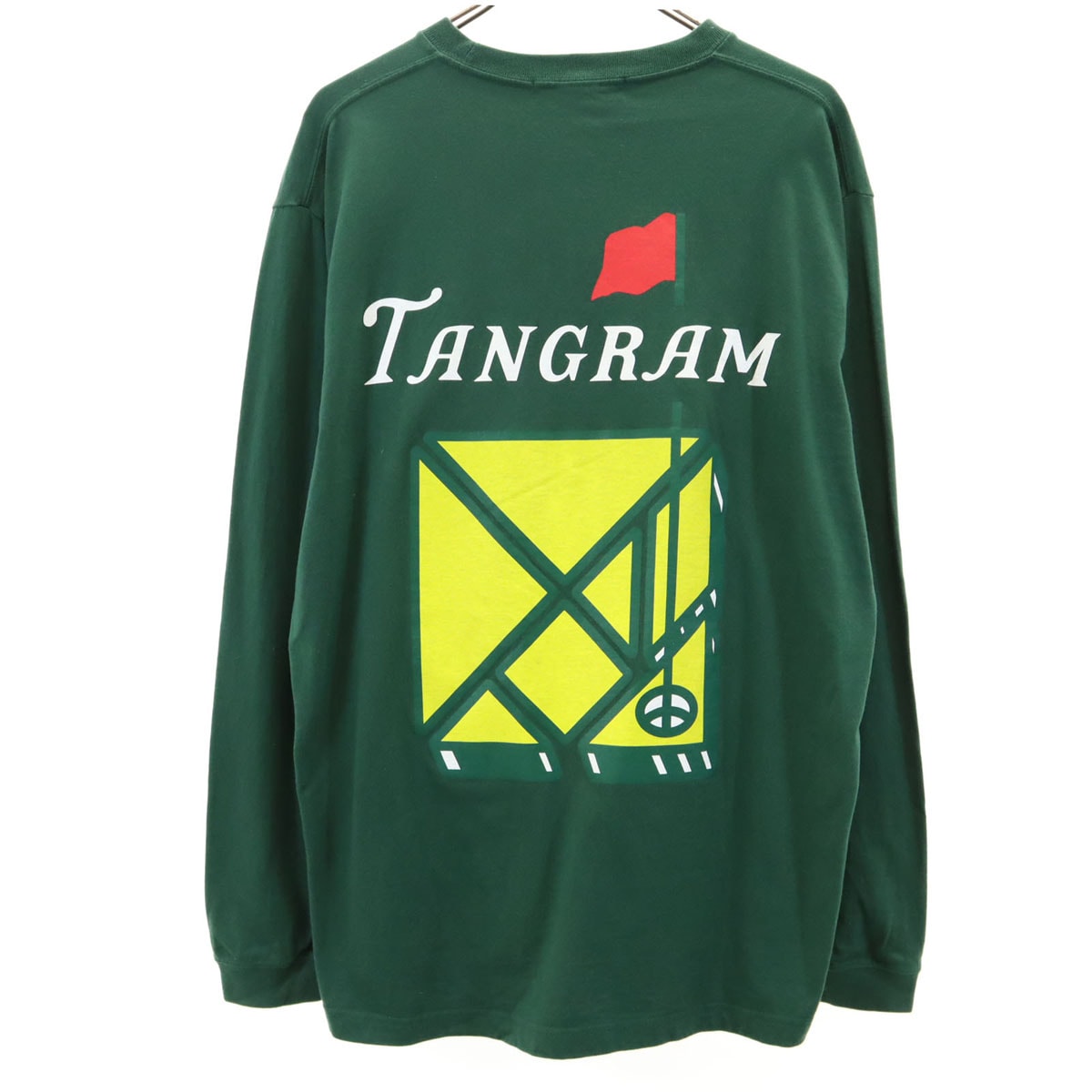 TANGRAM タングラム バックプリント 長袖 Tシャツ L 深緑 ロンT メンズ 古着