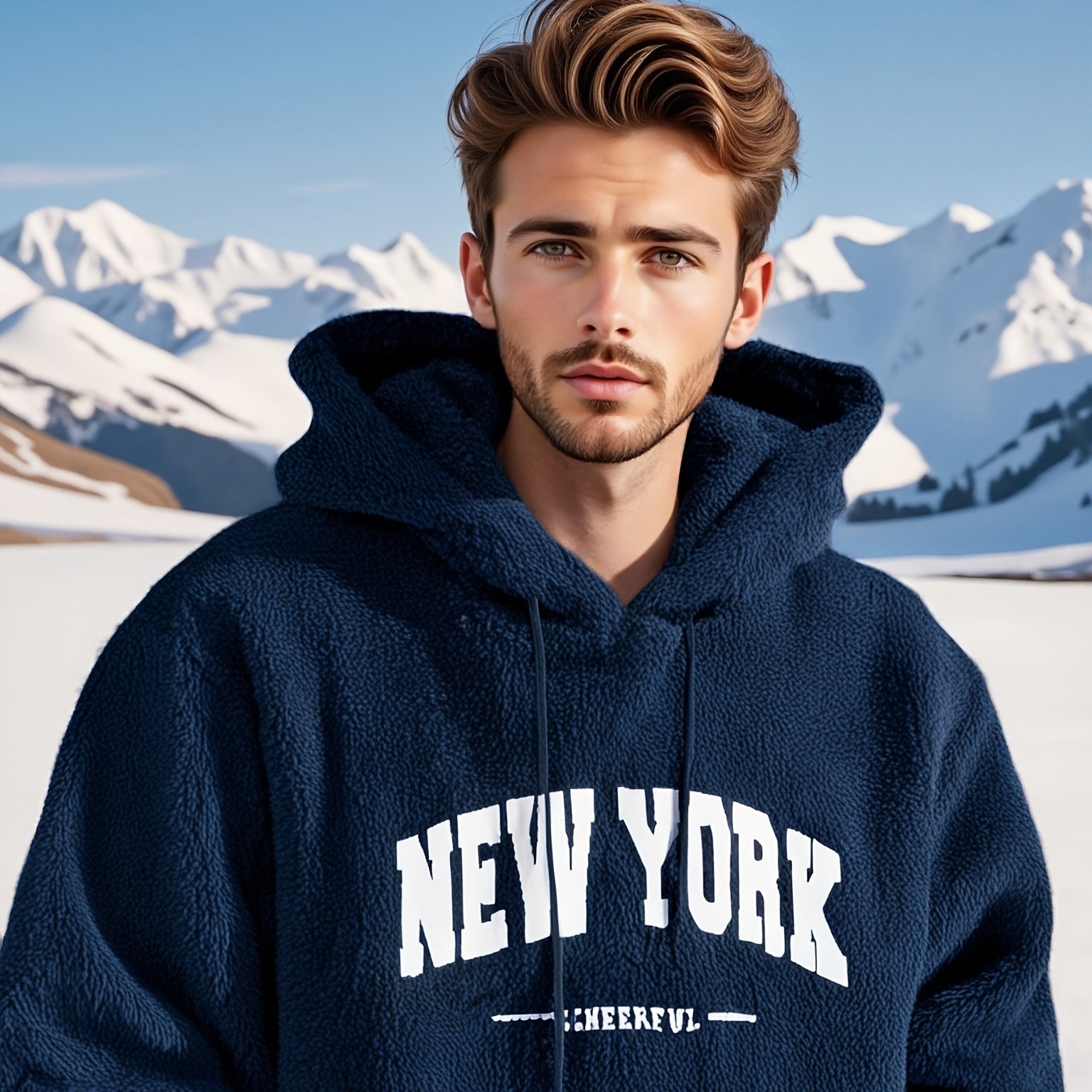 メンズ ニューヨークロゴ パーカー裏起毛であたたかい秋冬用プルオーバー長袖・カンガルーポケット付き・カジュアルスポーティースタイル