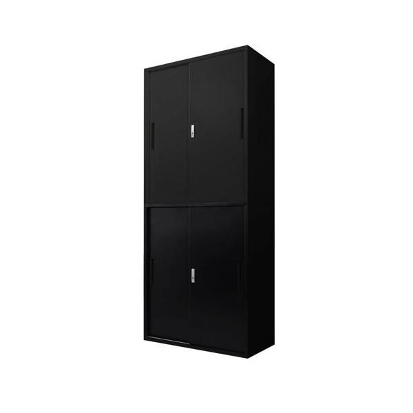 法人限定 Netforce FH-HH-2-W-BK ブラック FACILE 引き違い書庫 3段 2台セット 鍵付き 幅900×奥行400mm メーカー直送