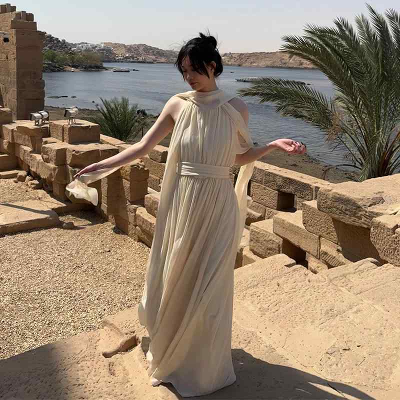 ワンピース レディース 大人 リゾート 海辺 ホリデー ドレス アプリコット ドレス ビーチ スカート スーパー フェアリー