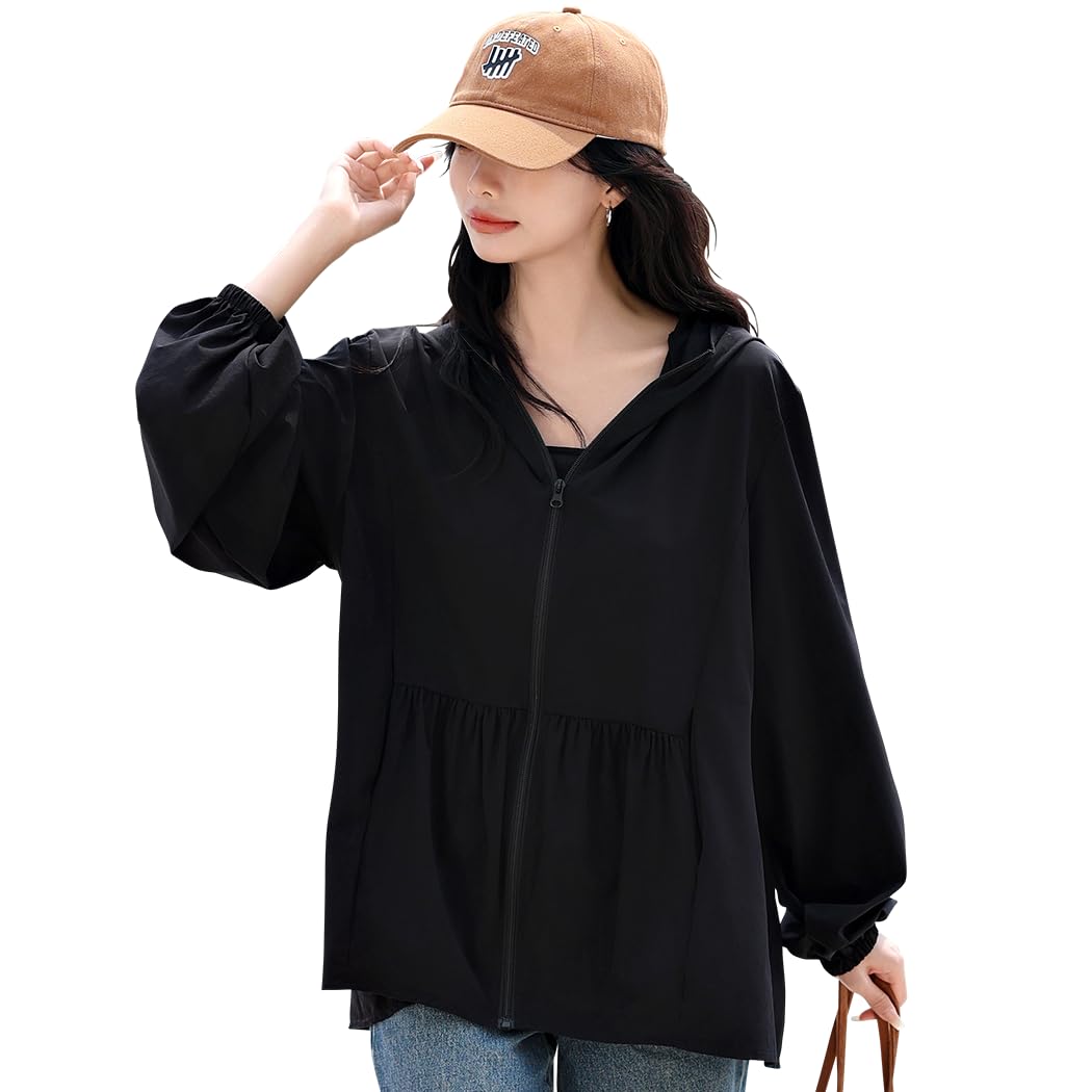 [Teddy] ラッシュガード レディース 水着体型カバー ロング 薄手 伸縮性 UPF50+ 日焼け防止 rashguard060 L ブラック