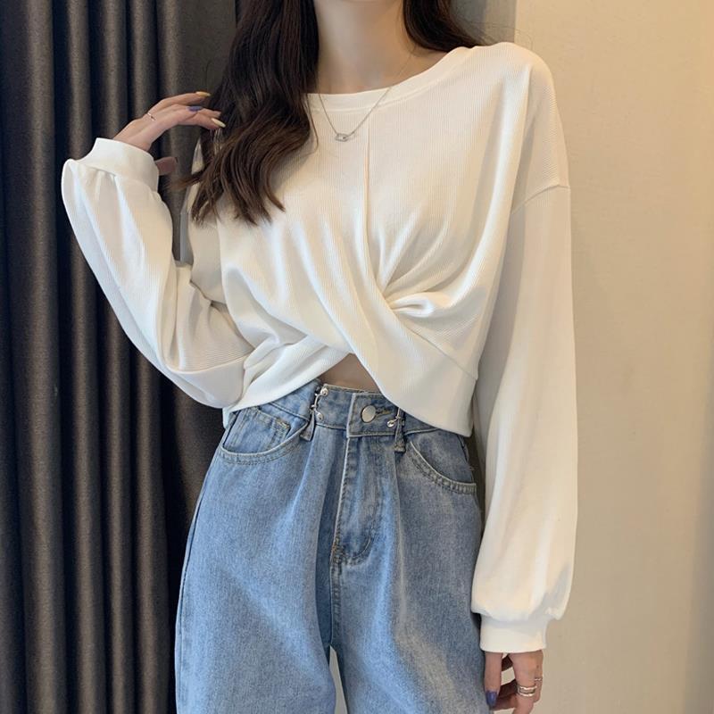 パーカー ファッショナブル 80セット ショット丈 丸ネック 韓国 シワ 日常着用に最適 イレギュラー SALE！体型カバー チュニック 本日