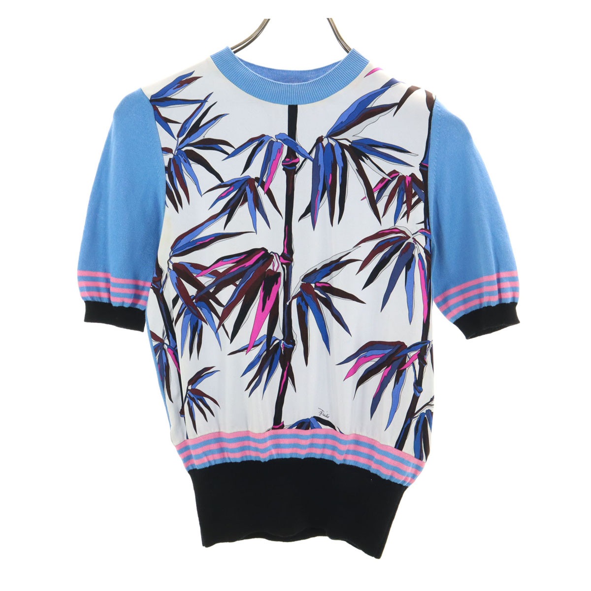 イタリア製 半袖 セーター XS ブルー系 レディース 古着