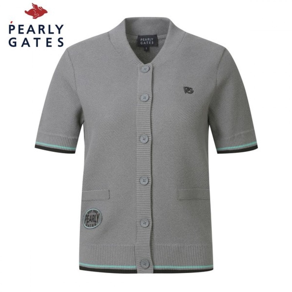 (パリゲイツ) レディースカラーラインパッチニットカーディガン