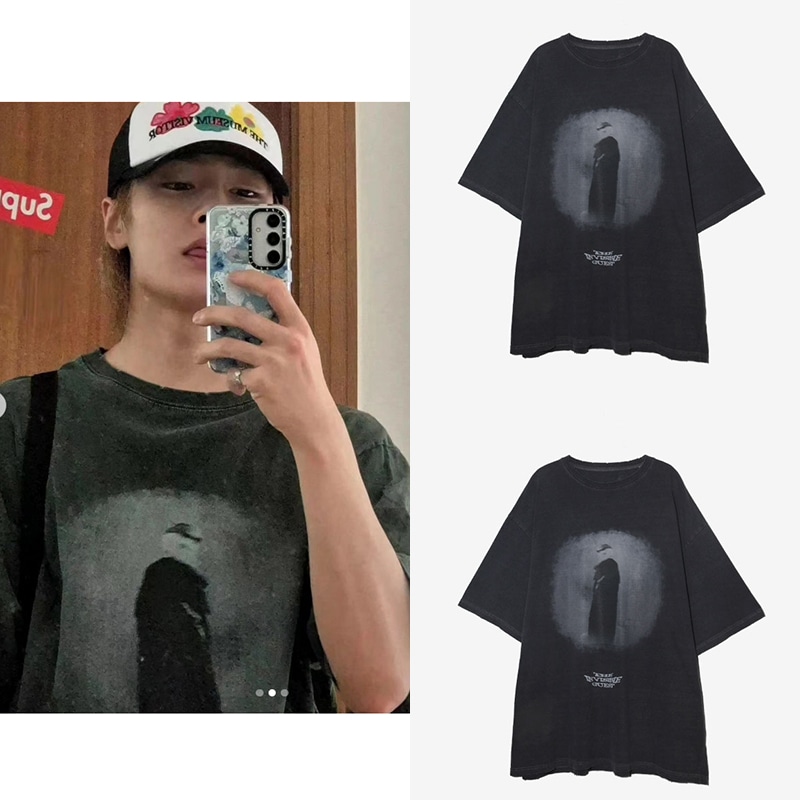 [Stray Kids アイエン着用]NONFLOOR/Destroyed Invisible Guest T-Shirt Washed Charcoal